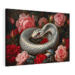 Stampa su tela Un serpente in un letto di rose