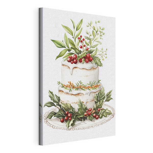 Torta con frutti di bosco e foglie Stampa su tela Torta con frutti di bosco e foglie