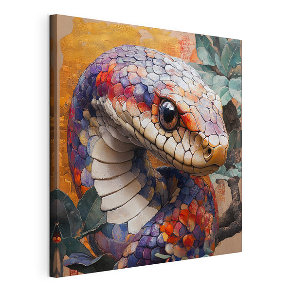 Serpente colorato con foglie Stampa su tela Serpente colorato con foglie