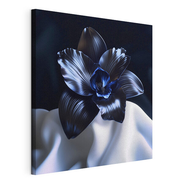 Fiore nero su un panno bianco Stampa su tela Fiore nero su un panno bianco