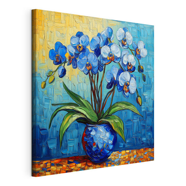 Dipinto raffigurante dei fiori in un vaso blu Stampa su tela Dipinto raffigurante dei fiori in un vaso blu