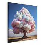 Stampa su tela Albero con nuvole rosa e blu
