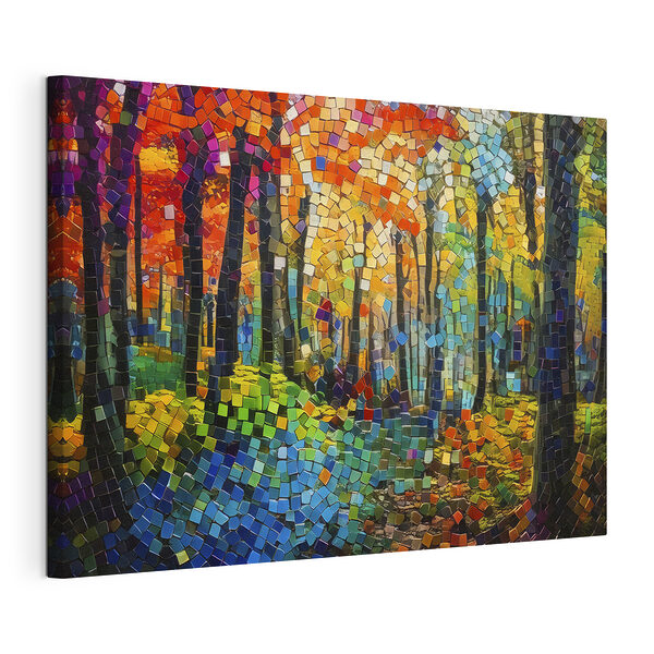 Stampa su tela Mosaico di alberi ed erba