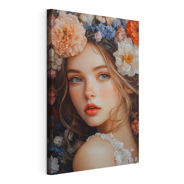 Donna con dei fiori tra i capelli Stampa su tela Donna con dei fiori tra i capelli