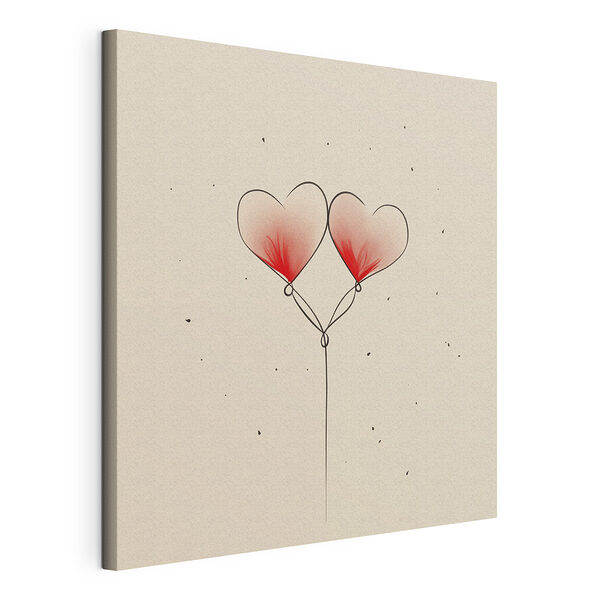 Stampa su tela Due cuori disegnati su un filo