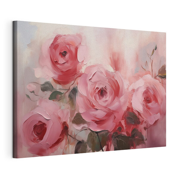 Stampa su tela Dipinto raffigurante rose rosa