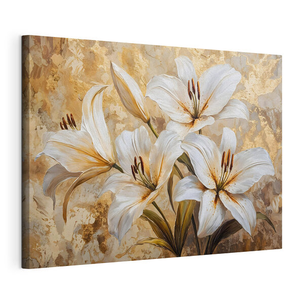 Stampa su tela Dipinto raffigurante fiori bianchi