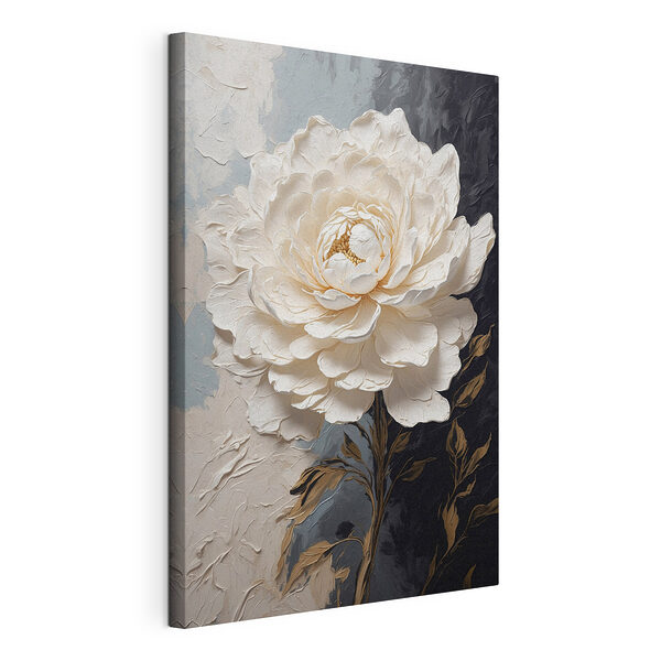 Stampa su tela Fiore bianco con foglie marroni