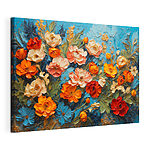 Stampa su tela Dipinto di fiori su fondo blu