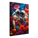 Stampa su tela Due astronauti in tute spaziali e fiori