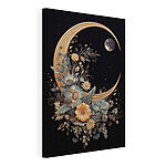 Stampa su tela Luna con fiori e foglie