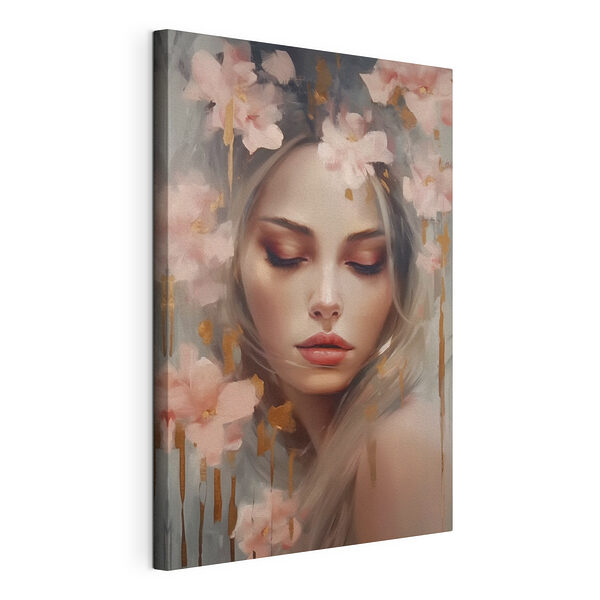 Dipinto raffigurante una donna con dei fiori tra i capelli Stampa su tela Dipinto raffigurante una donna con dei fiori tra i capelli