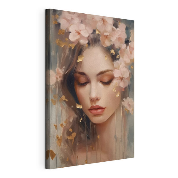 Donna con dei fiori tra i capelli Stampa su tela Donna con dei fiori tra i capelli