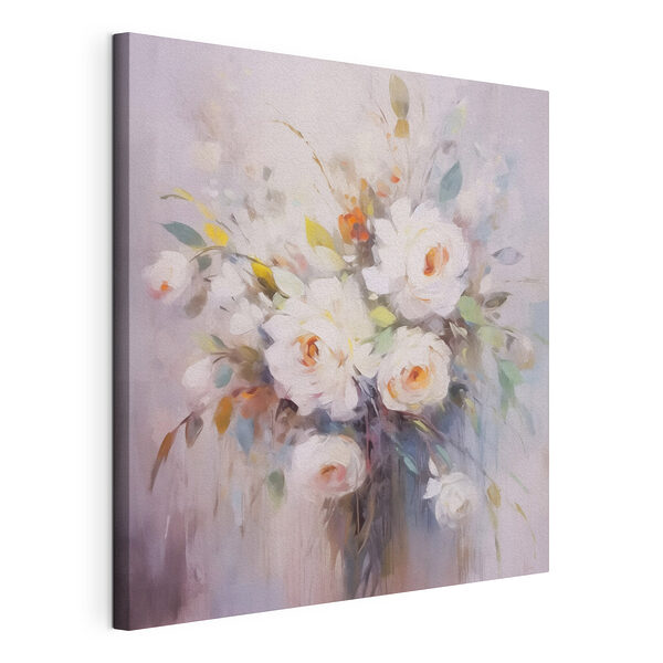 Stampa su tela Dipinto raffigurante fiori bianchi