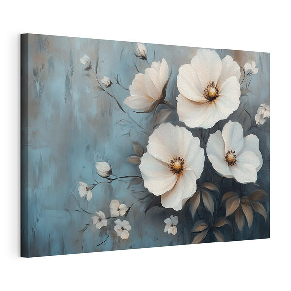 Stampa su tela Dipinto raffigurante fiori bianchi