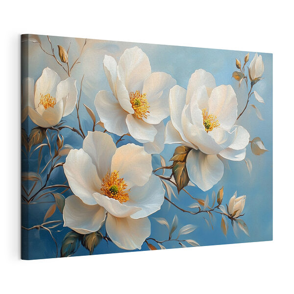 Stampa su tela Dipinto raffigurante fiori bianchi