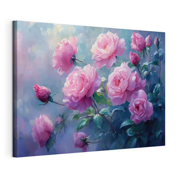 Stampa su tela Dipinto raffigurante fiori rosa