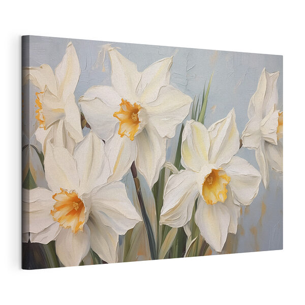Stampa su tela Dipinto raffigurante fiori bianchi