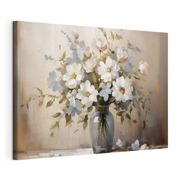 Stampa su tela Dipinto raffigurante dei fiori in un vaso