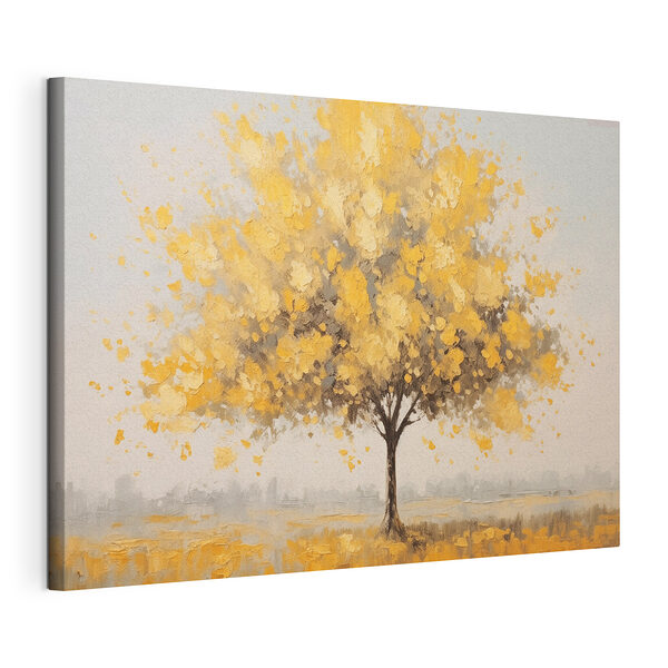 Dipinto raffigurante un albero con foglie gialle Stampa su tela Dipinto raffigurante un albero con foglie gialle