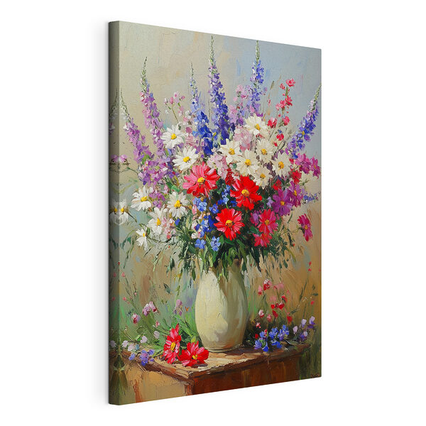 Stampa su tela Dipinto raffigurante un vaso di fiori