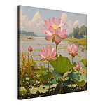Stampa su tela Fiori rosa su un lago