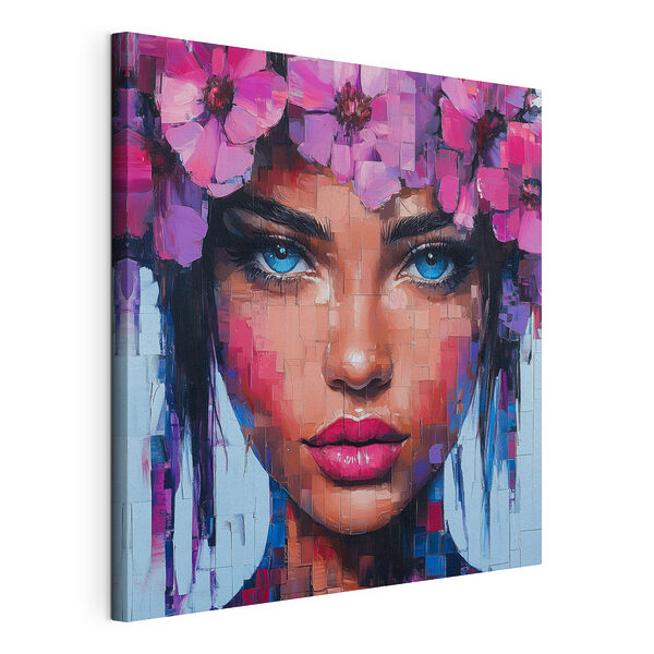 Dipinto raffigurante una donna con dei fiori tra i capelli Stampa su tela Dipinto raffigurante una donna con dei fiori tra i capelli
