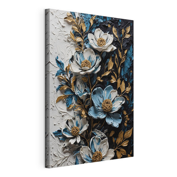 Stampa su tela Dipinto di fiori e foglie