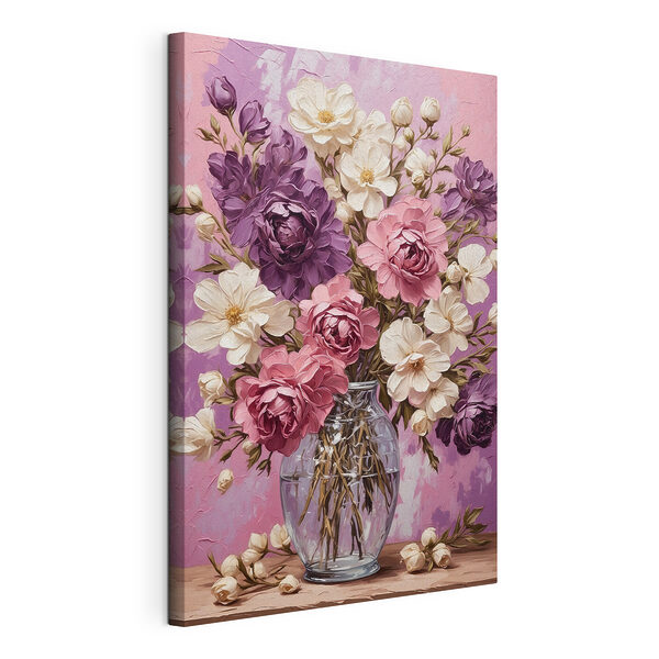 Stampa su tela Dipinto raffigurante dei fiori in un vaso