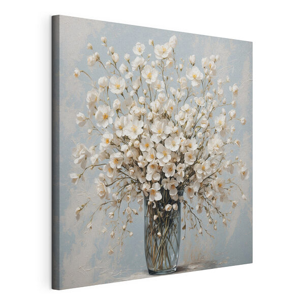 Vaso con fiori bianchi Stampa su tela Vaso con fiori bianchi