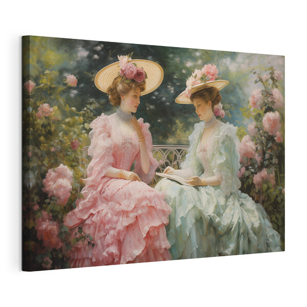 Stampa su tela Dipinto raffigurante donne in abito e cappello