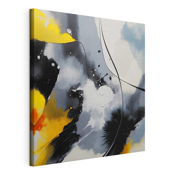 Dipinto nei colori nero, giallo e bianco Stampa su tela Dipinto nei colori nero, giallo e bianco