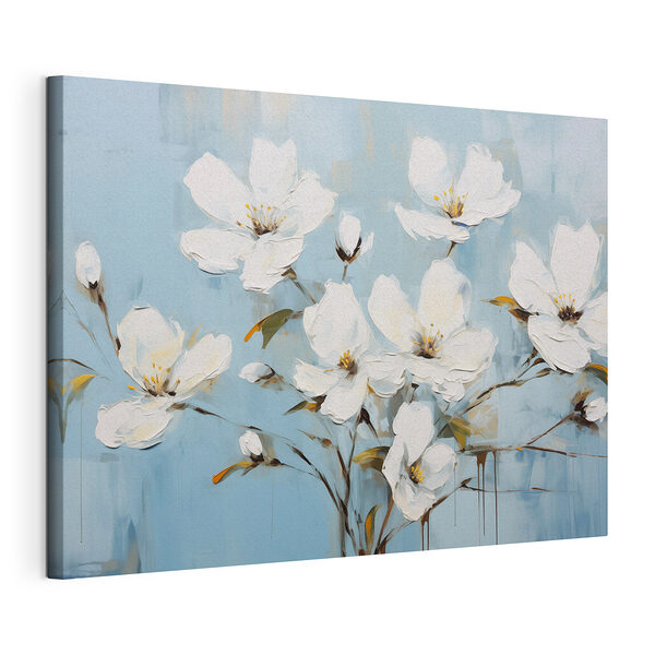 Stampa su tela Dipinto raffigurante fiori bianchi