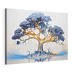 Stampa su tela Albero con foglie blu e gialle