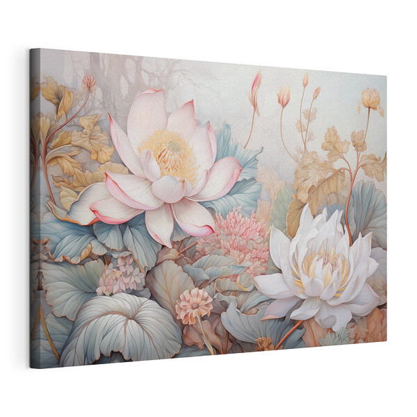 Stampa su tela Dipinto di fiori e foglie