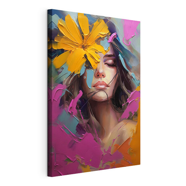 Dipinto raffigurante una donna con dei fiori sul viso Stampa su tela Dipinto raffigurante una donna con dei fiori sul viso