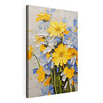 Stampa su tela Dipinto raffigurante fiori gialli e blu