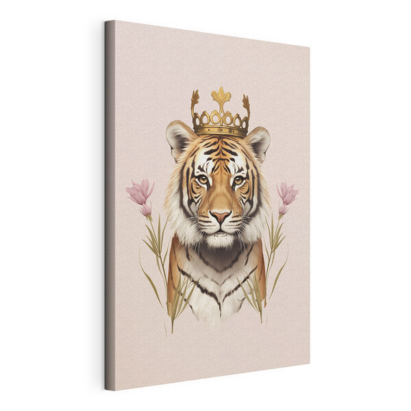 Tigre con una corona Stampa su tela Tigre con una corona