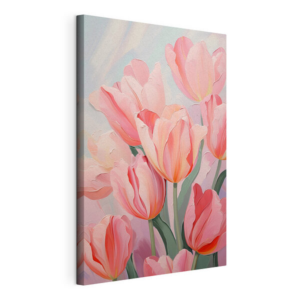 Stampa su tela Delicati tulipani rosa dalle tonalità tenui