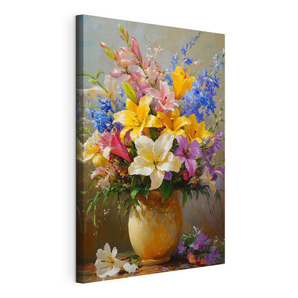 Stampa su tela Dipinto raffigurante dei fiori in un vaso