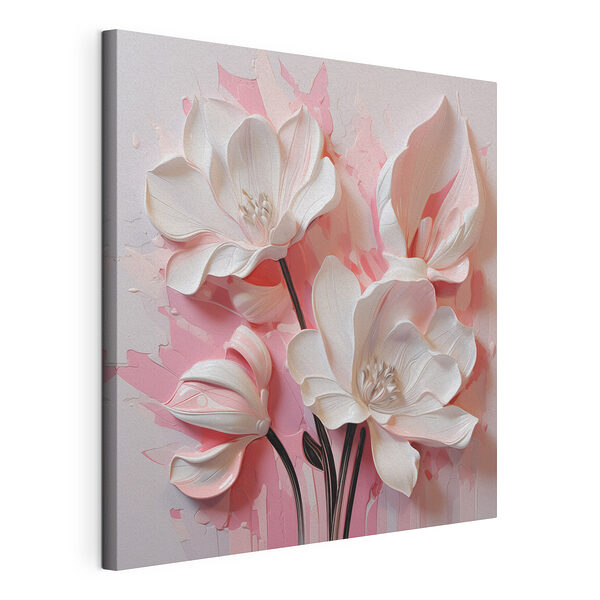 Fiori bianchi su sfondo rosa Stampa su tela Fiori bianchi su sfondo rosa