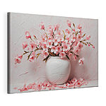 Stampa su tela Vaso con fiori rosa