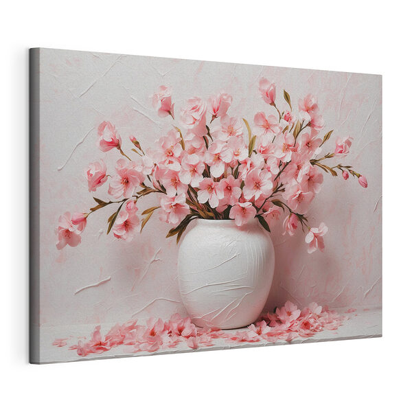 Stampa su tela Vaso con fiori rosa