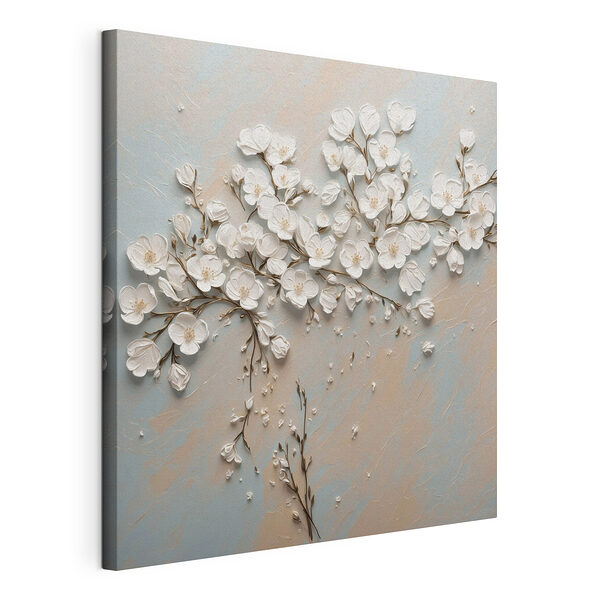 Fiori bianchi su uno sfondo blu e bianco Stampa su tela Fiori bianchi su uno sfondo blu e bianco