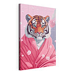 Stampa su tela Tigre con indosso una vestaglia rosa