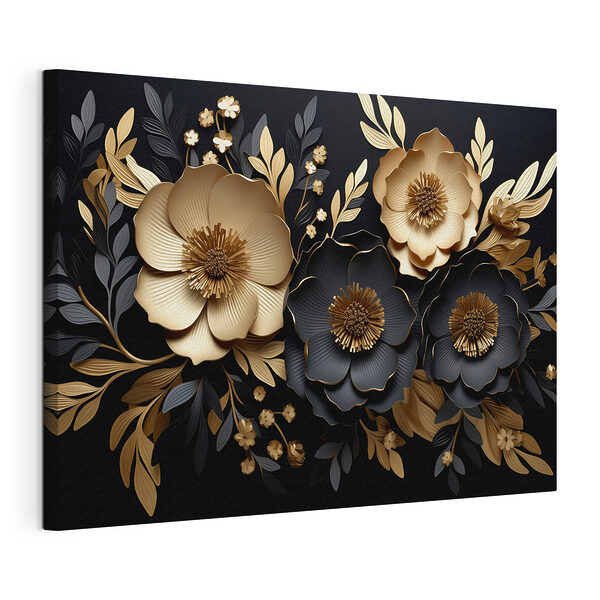 Elegante composizione floreale su sfondo scuro Stampa su tela Elegante composizione floreale su sfondo scuro