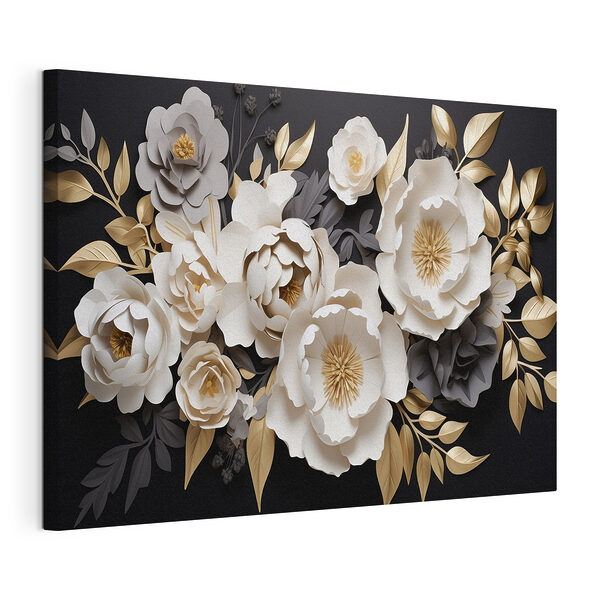 Elegante composizione floreale su sfondo scuro Stampa su tela Elegante composizione floreale su sfondo scuro