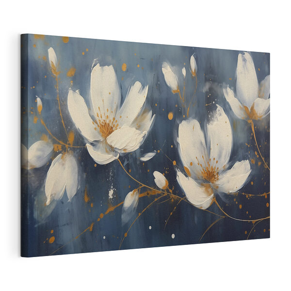 Stampa su tela Dipinto raffigurante fiori bianchi