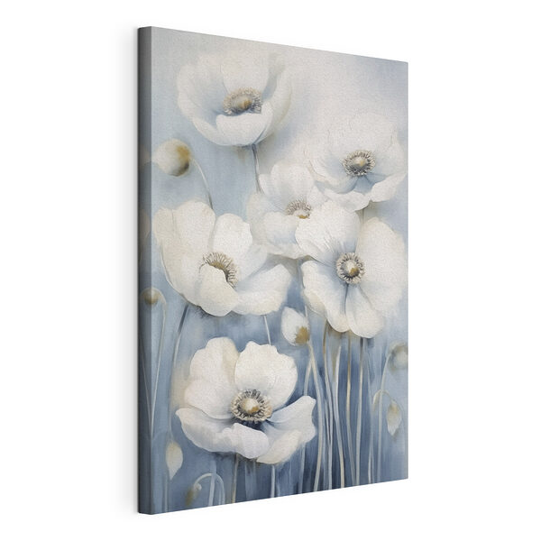 Stampa su tela Dipinto raffigurante fiori bianchi
