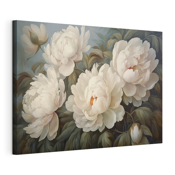 Stampa su tela Dipinto raffigurante fiori bianchi